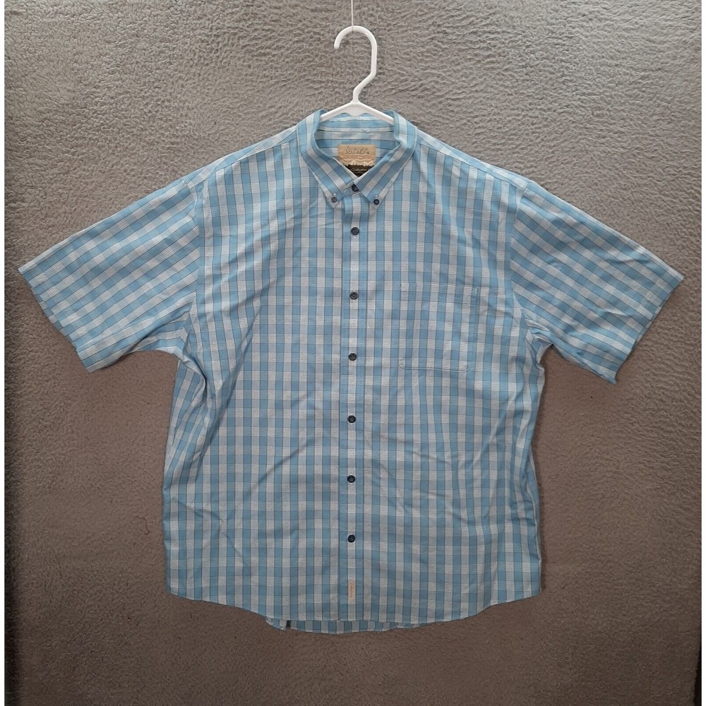 Cabelas Shirt Adult Extra Large Blue White Plaid Workwear Outdoors Camping Mens